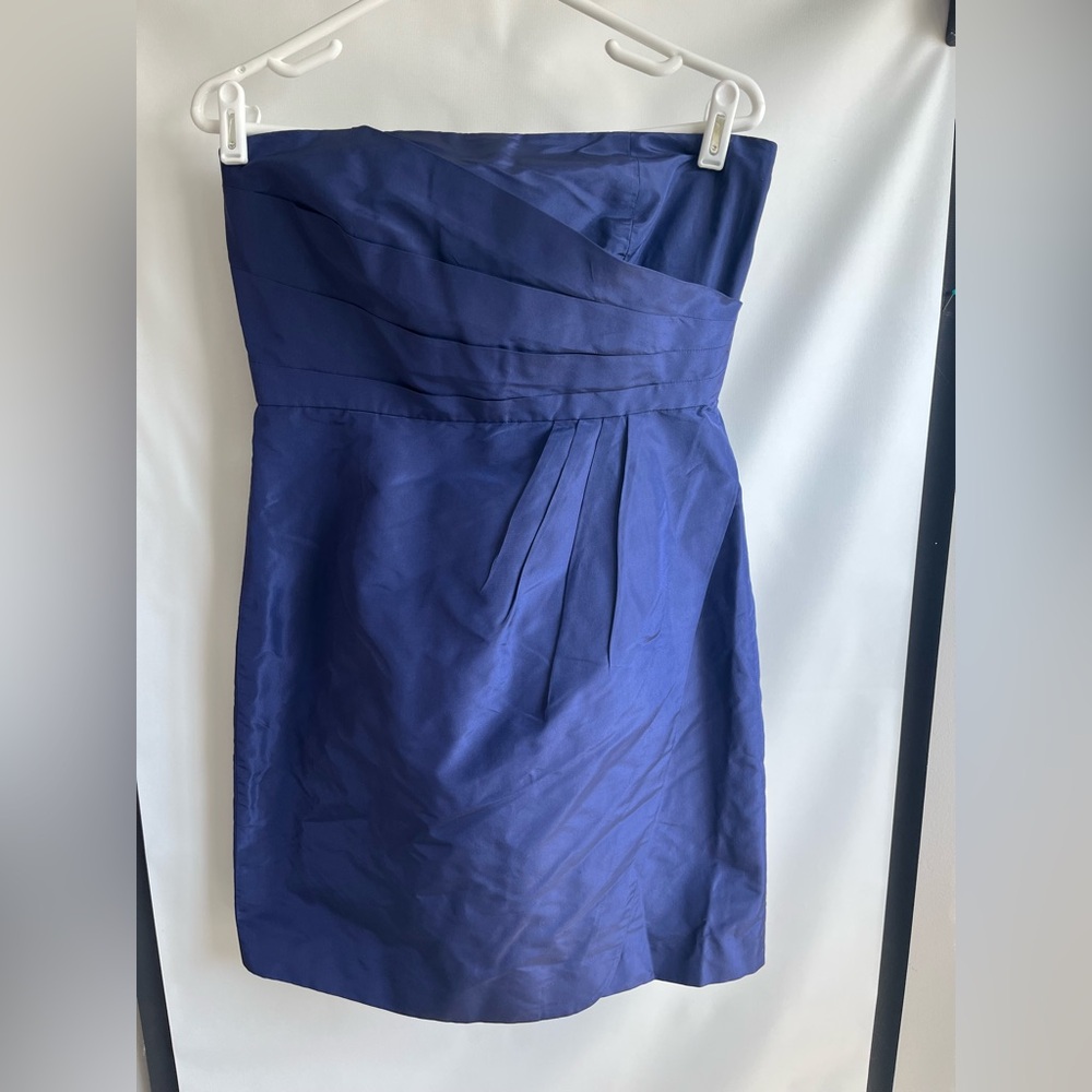 J crew silk strapless blue dress sz 8